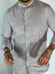 Camicia lino stretta coreana migliaccio MORO