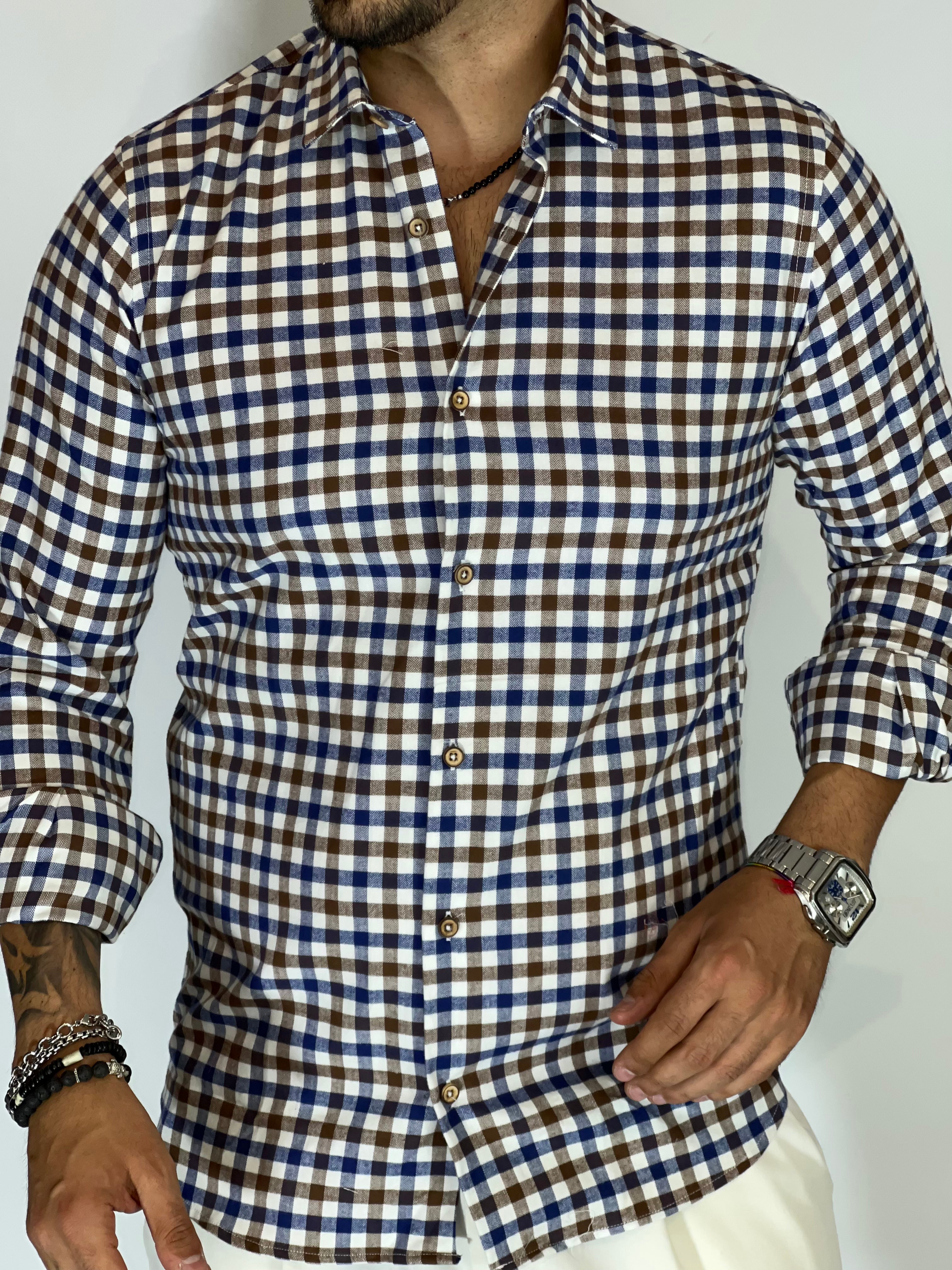 Camicia MIGLIACCIO blu/marrone EVEREST