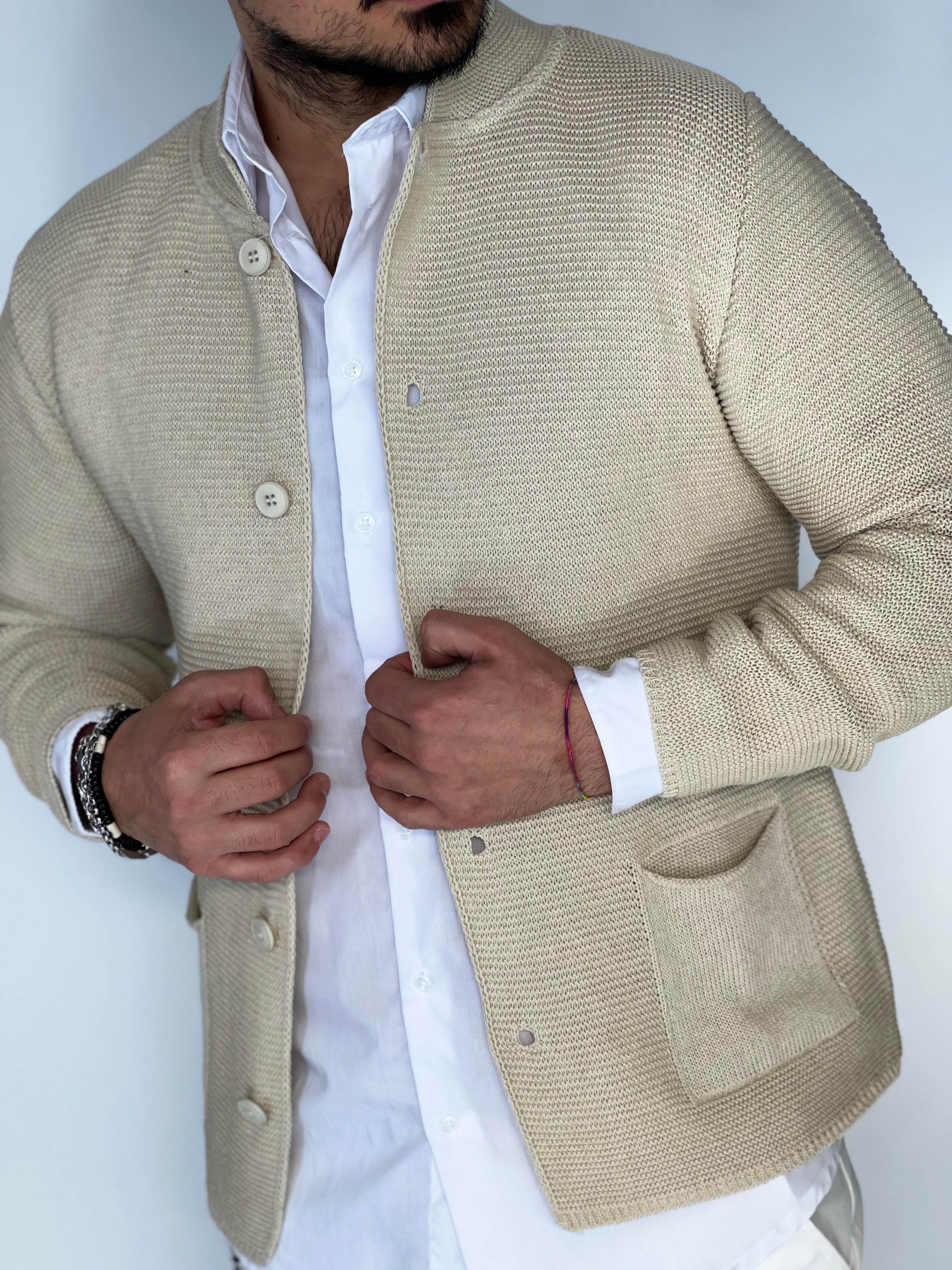 Seven · Cardigan coreano sabbia