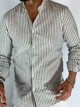 Camicia lino stretta coreana migliaccio VERDE