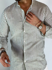 Camicia lino stretta coreana migliaccio VERDE