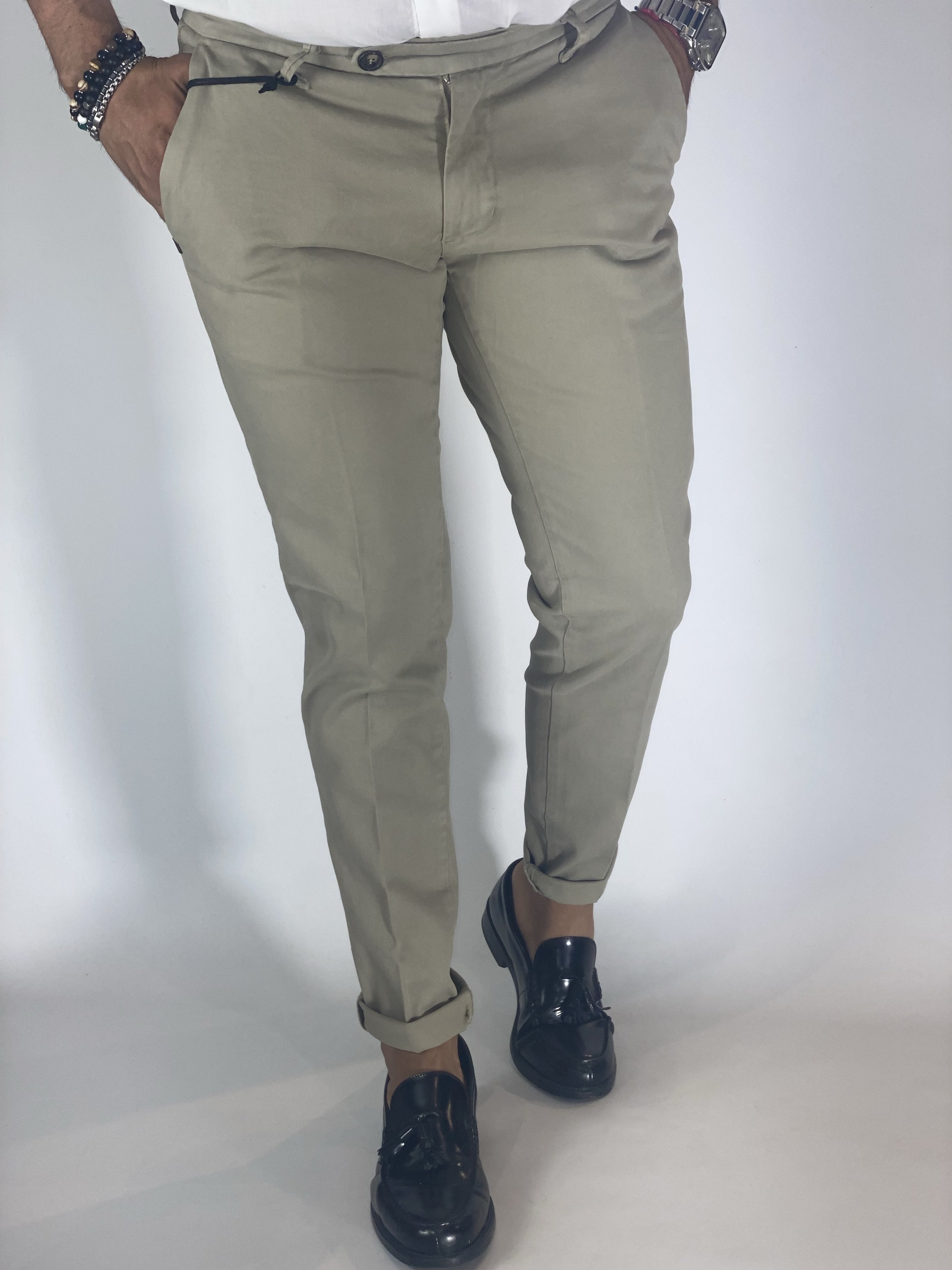 Pantalone slim fit beige GPE250