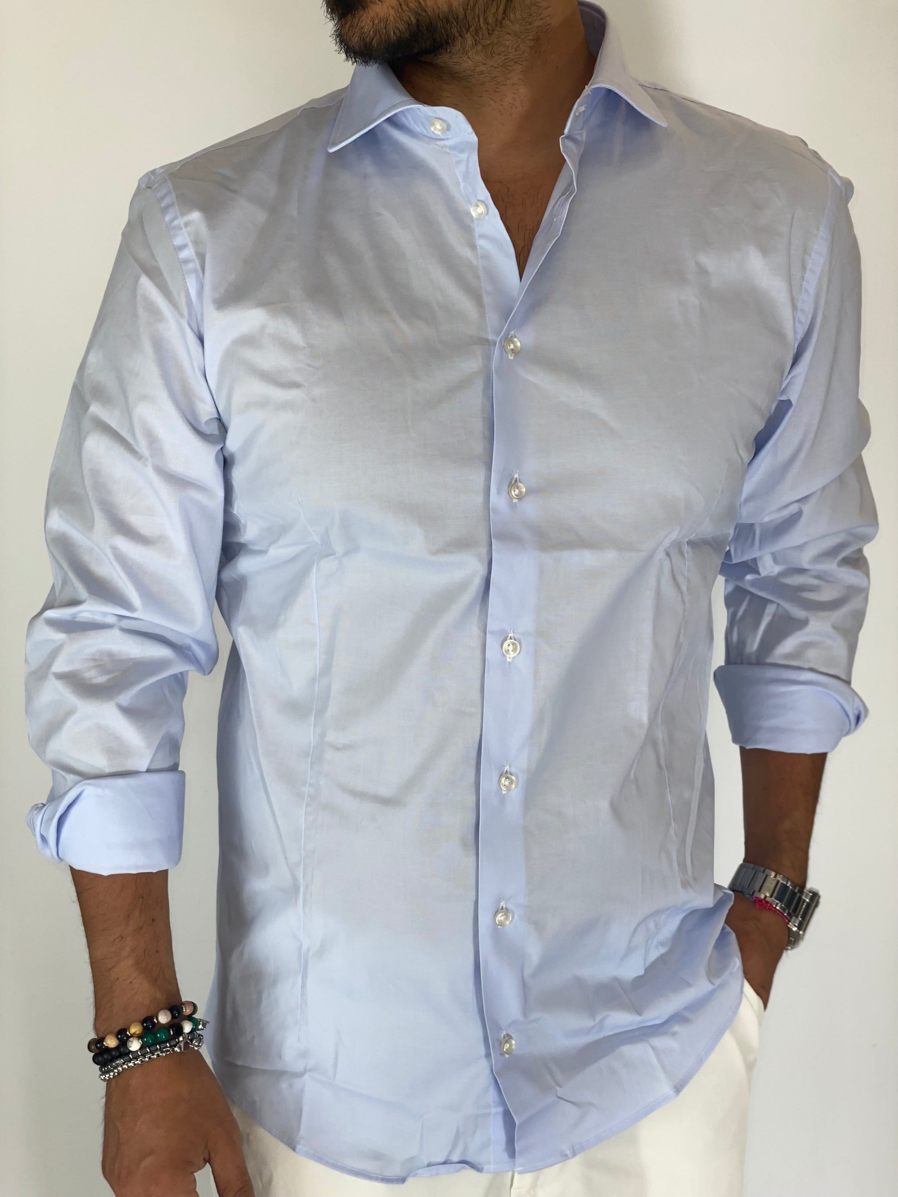 Camicia cotone basic cielo MIGLIACCIO