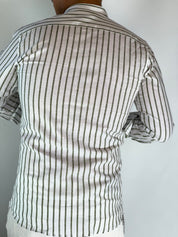 Camicia banda intermedia lino migliaccio VERDE
