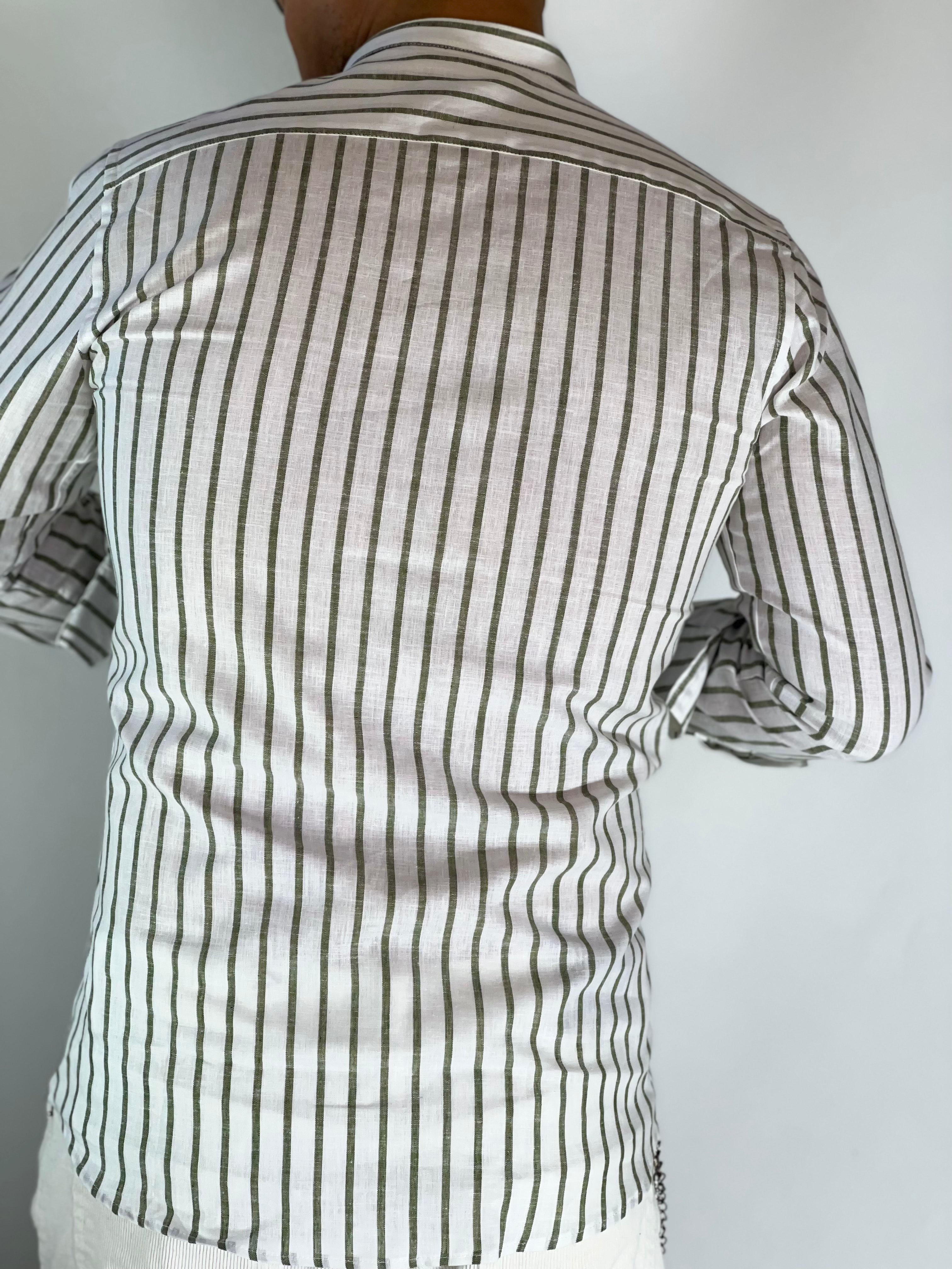 Camicia banda intermedia lino migliaccio VERDE