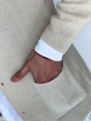 Seven · Cardigan coreano sabbia