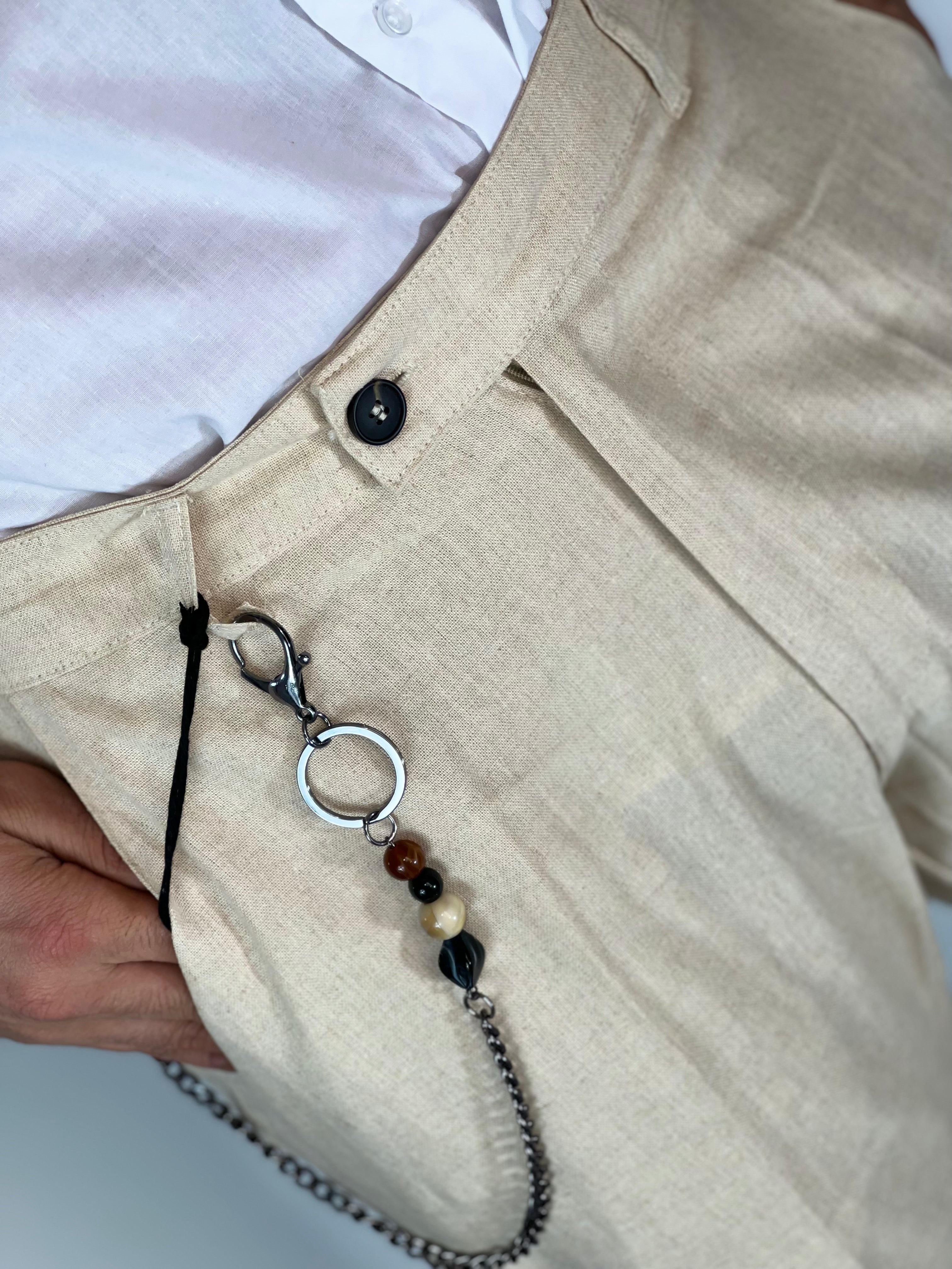 Pantalone elegant in lino beige UG95