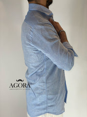 Camicia migliaccio Samuel lino CIELO