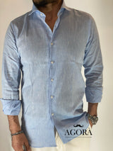 Camicia migliaccio Samuel lino CIELO