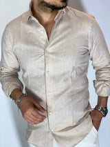 Camicia migliaccio Samuel lino BEIGE