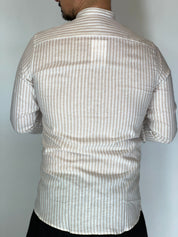 Camicia Lino stretta coreana migliaccio BEIGE