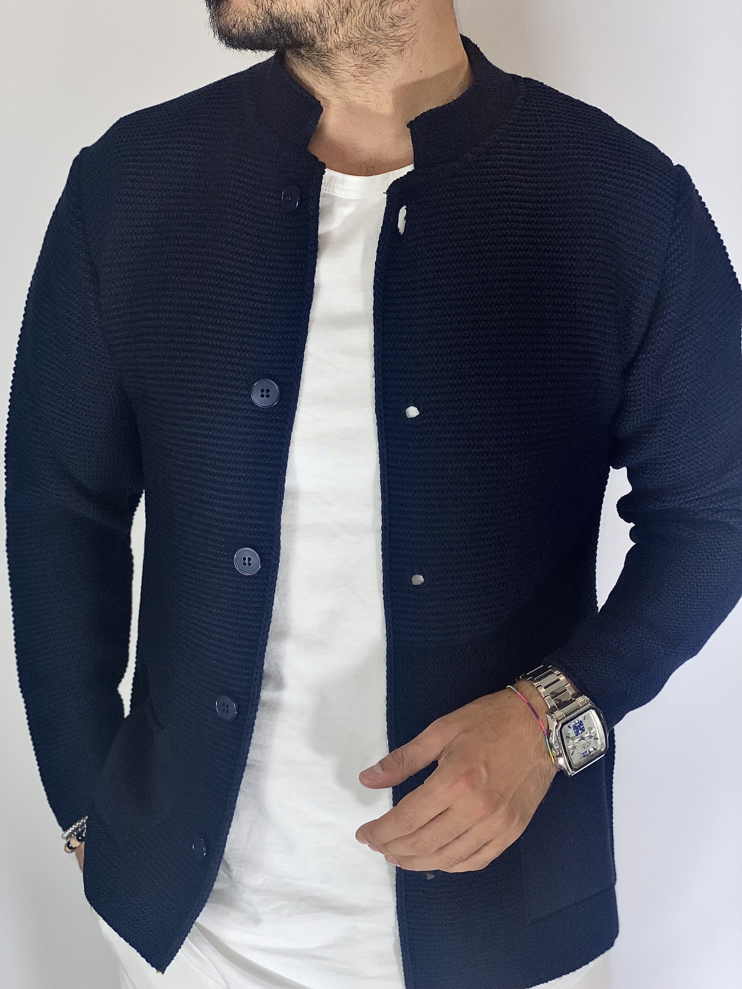 Seven · Cardigan coreano blu