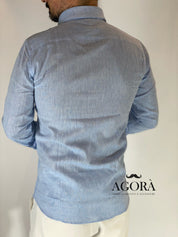 Camicia migliaccio Samuel lino CIELO