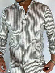 Camicia lino stretta coreana migliaccio VERDE